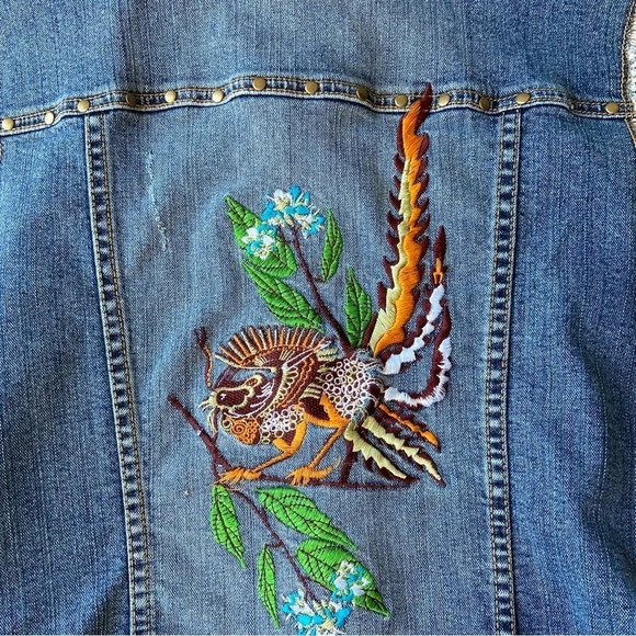 Nitrogen Signature  Studded Embroidery Moto Jean Waistcoat Vest - Picture 10 of 10